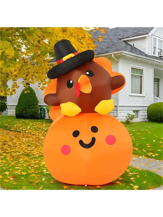 Other - 5FT Tall Thanksgiving Inflatables Turkey Baby on Pumpkin with Built-in